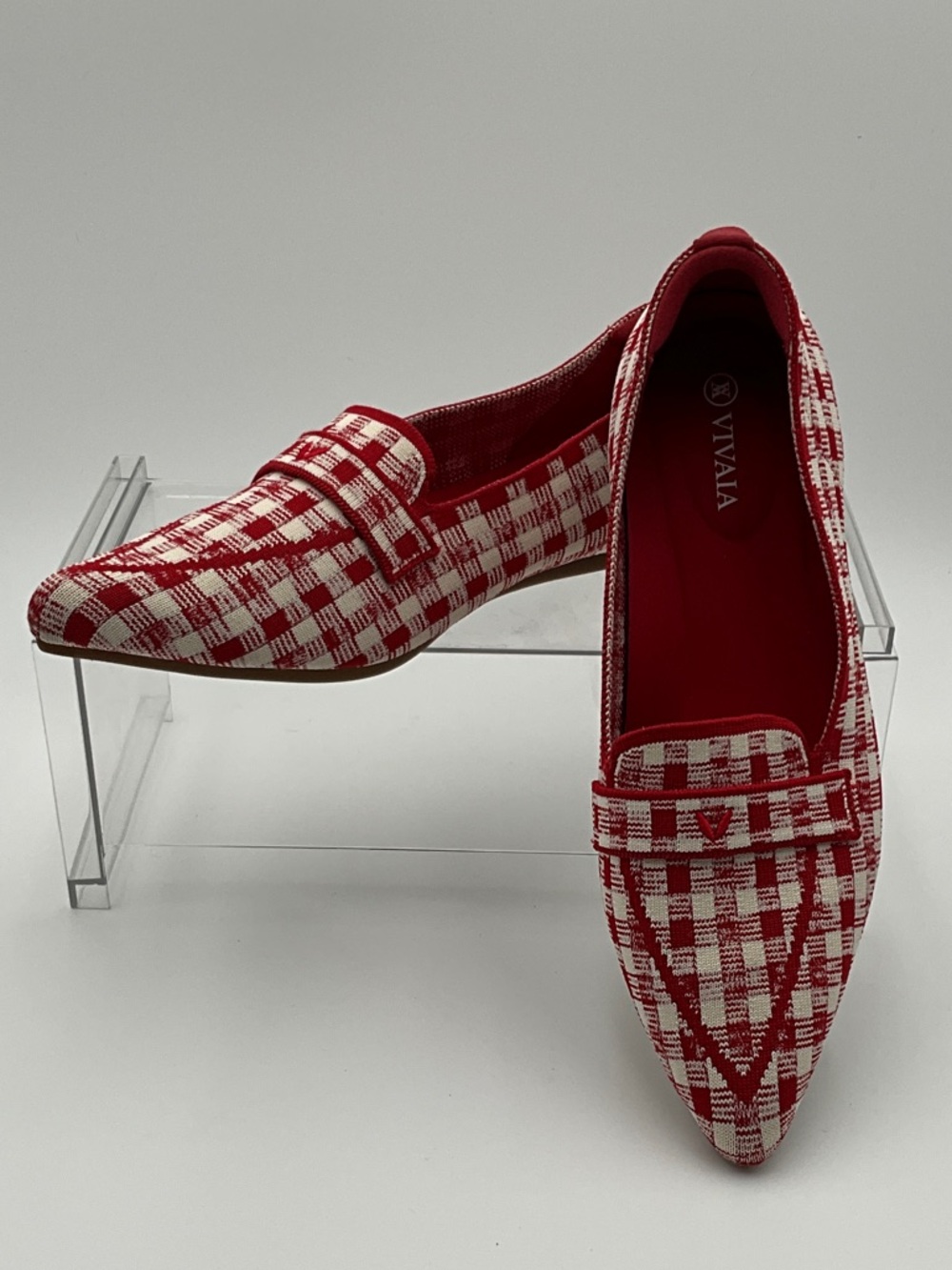 VIVAIA Red & White Woven Pointed Loafers for Women EU 41